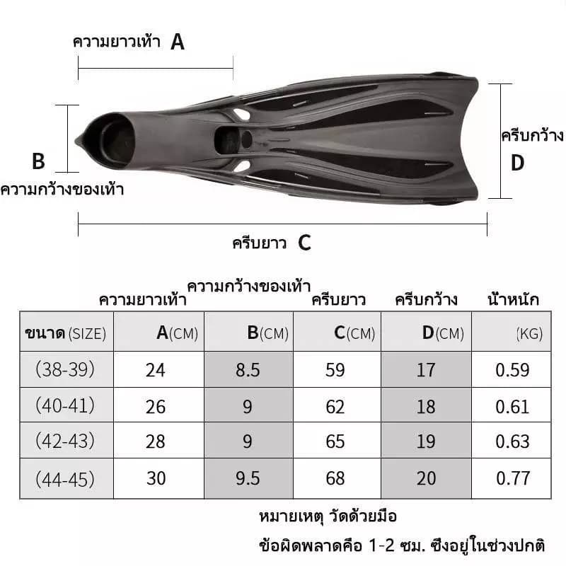 ฟินส์สำหรับการดำน้ำลึกสำหรับผู้ใหญ่ อุปกรณ์ดำน้ำแบบฟรีดายฟ์สำหรับผู้ใหญ่ชายและหญิง รูปที่ 2