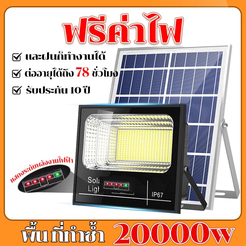 ไฟโซล่าเซลล์ 50000W solar cell งโดยอัตโนมัติเมื่อมืด ไฟโซล่าเซลล์ สปอตไลท์ IP67 Solar lights LED รูปที่ 1
