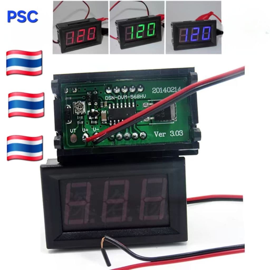 ดิจิตอล 5-120V Digital Voltmeter DC หน้าจอ 0.56 นิ้ว รูปที่ 1