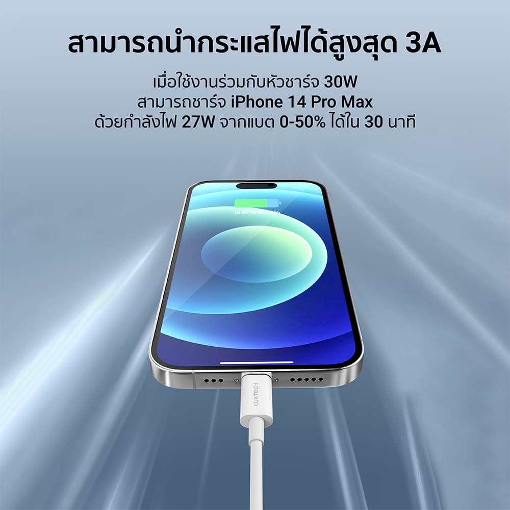 CUKTECH AL870 สายชาร์จสำหรับiPhone Type-C to Lightning ยาว 1 เมตร มาตรฐาน -2Y รูปที่ 4