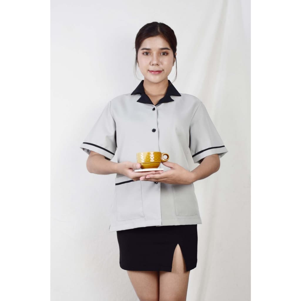 เสื้อแม่บ้าน คอฮาวาย ยูนิฟอร์มแม่บ้าน เสื้อแม่บ้านบริษัท เสื้อแม่บ้านโรงแรม รูปที่ 5