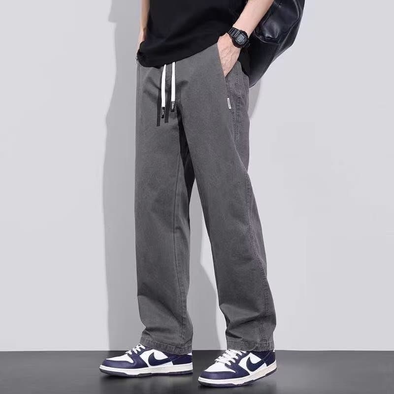 L-5XL กางเกงทำงานผู้ชายผ้าฝ้ายยืดกางเกงลำลองขนาดบวกพร้อมกระเป๋าข้างและเชือกผูก รูปที่ 7
