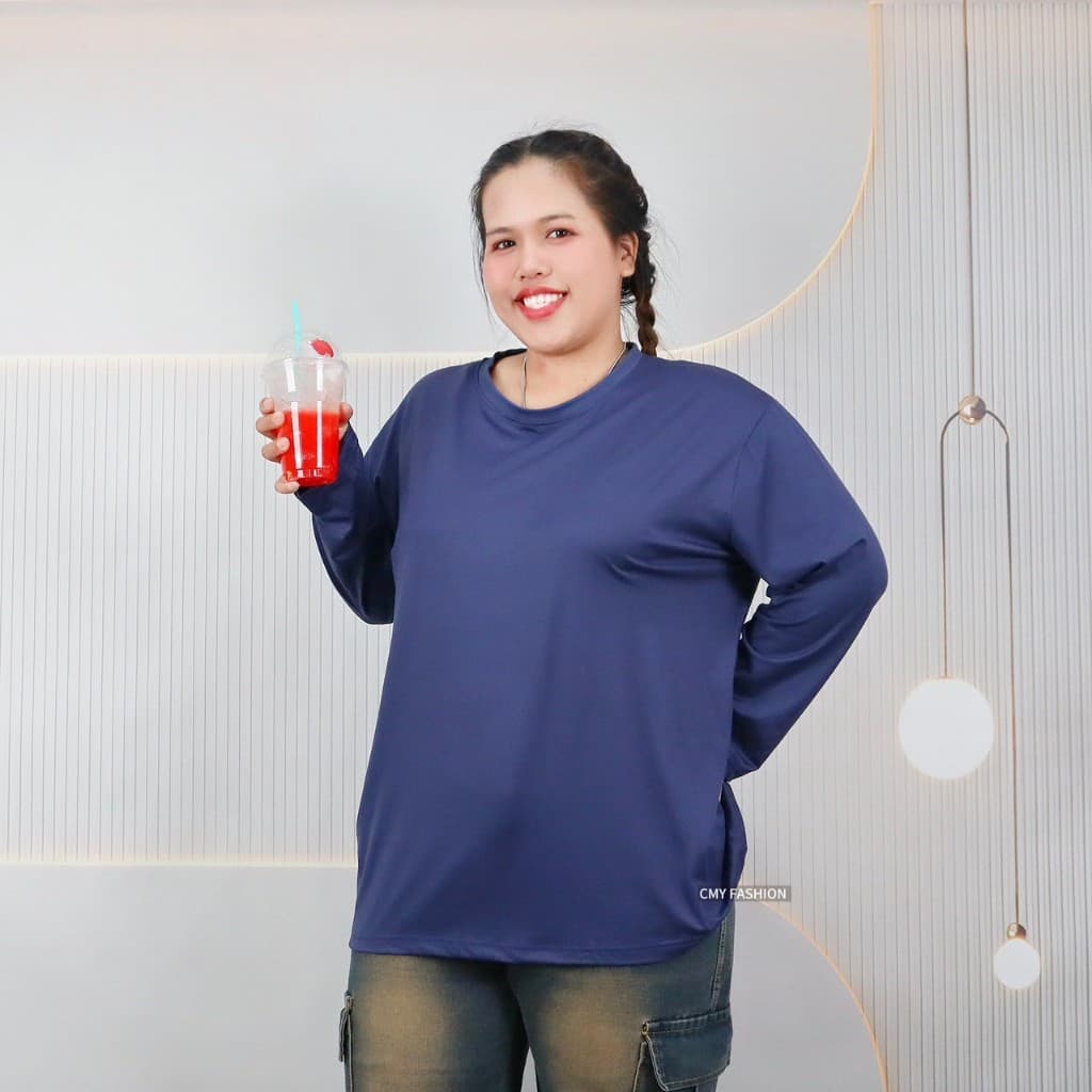 เสื้อยืด คอกลม แขนยาว 6XL อกหน้าผ้า 50 นิ้ว ผ้าคอตตอนผสม เนื้อผ้านิ่ม ดีไซน์ทรงสวย สไตล์แฟชั่น tb840# รูปที่ 5