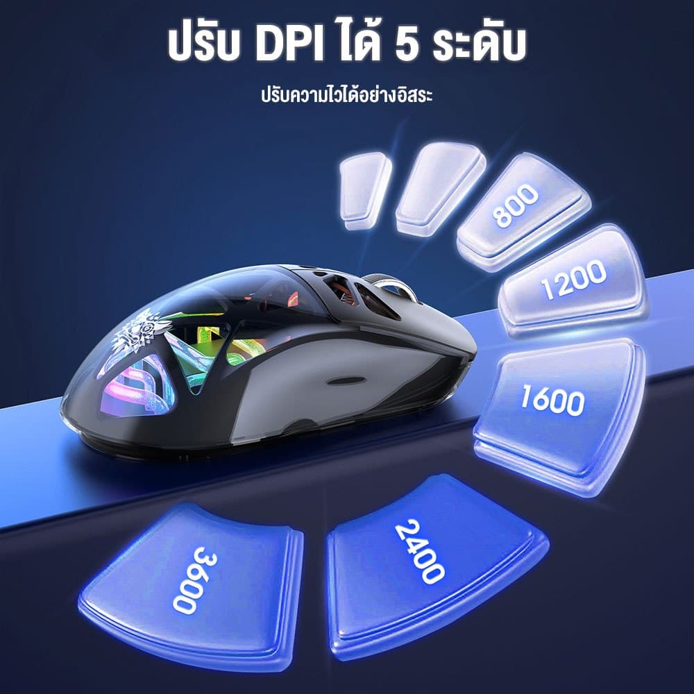 Onikuma Chouko Tri-Mode Wireless Gaming Mouse เมาส์เกมมิ่งไร้สาย เชื่อมต่อ 3 โหมด แบตอึด รูปที่ 6