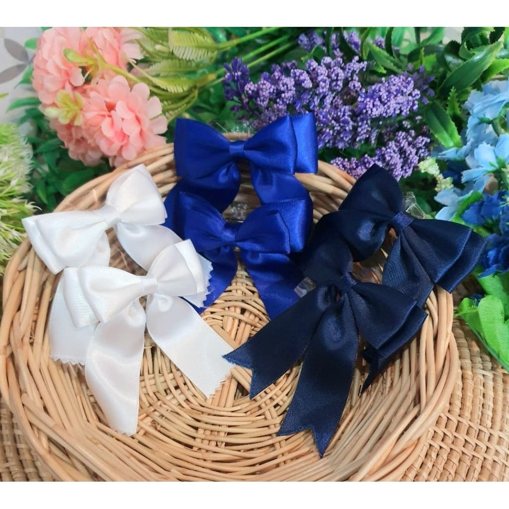 โบว์นักเรียน โบว์กิฟติดผม 《รุ่น-แบบB》ขายเป็นคู่ ราคาคู่ละ25บาท.. รูปที่ 1