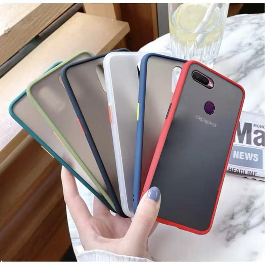เคสขอบสีหลังด้าน สำหรับ Oppo A12 A5S F9 A7 A3S A5 A9 2020 A31 A1K A53 Reno2F Reno4 5 6 7 Reno7Z Reno8Zเคสกันกระแทก รูปที่ 3