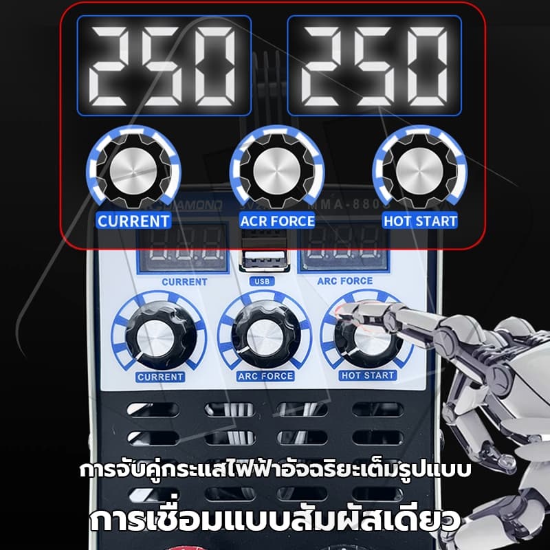 IN ตู้เชื่อม IGBT จอแสดงผลดิจิตอล LCD เครื่องเชื่อมอัจฉริยะ การจับคู่กระแสไฟฟ้าอัจฉริยะเต็มรูปแบบ รูปที่ 3