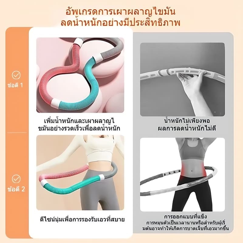 ห่วงฮูล่าฮูปสปริงขนาดมาตรฐาน ออกกำลังกายที่บ้าน น้ำหนักเบาและยืดหยุ่น เล่นได้ทุกวัน ใช้งานง่าย ไม่ต้องติดตั้ง รูปที่ 4