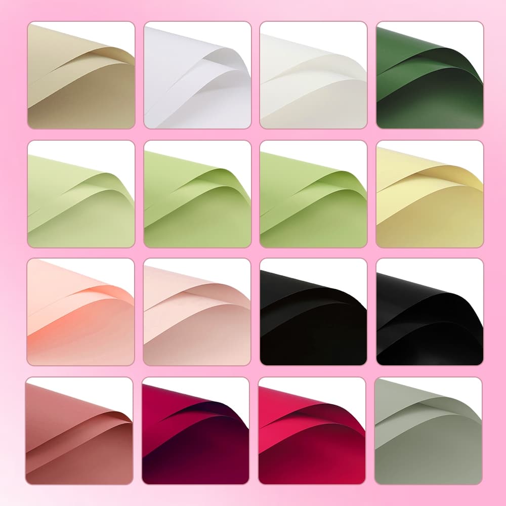 กระดาษห่อช่อดอกไม้ สไตล์เกาหลี แบบทูโทน ขนาด 58x58 ซม. มีให้เลือกหลากหลายสี รูปที่ 6