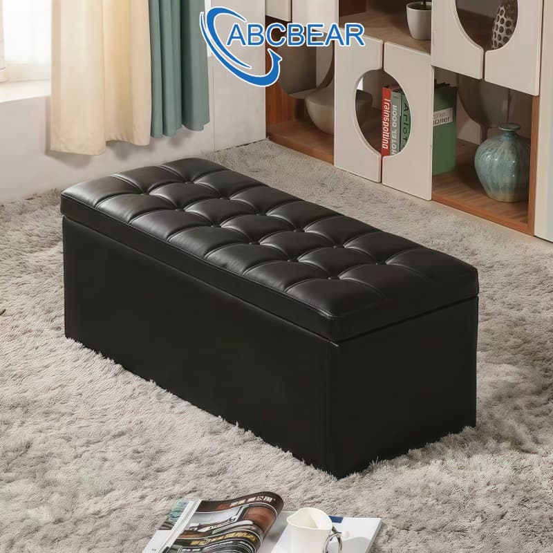 กล่องเก็บของนั่งได้ 110L กล่องใส่ของ มีฝาปิด สามารถพับได้ sofa โซฟาเล็ก วัสดุ PU ทนทานและสะดวกสบาย รูปที่ 1