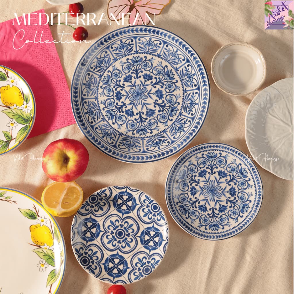 Violet Flamingo -จานกลมรุ่น Mediterranean Muse จานสไตล์อิตาเลียน เข้าไมโครเวฟได้ เข้าเครื่องล้างจานได้ รูปที่ 5