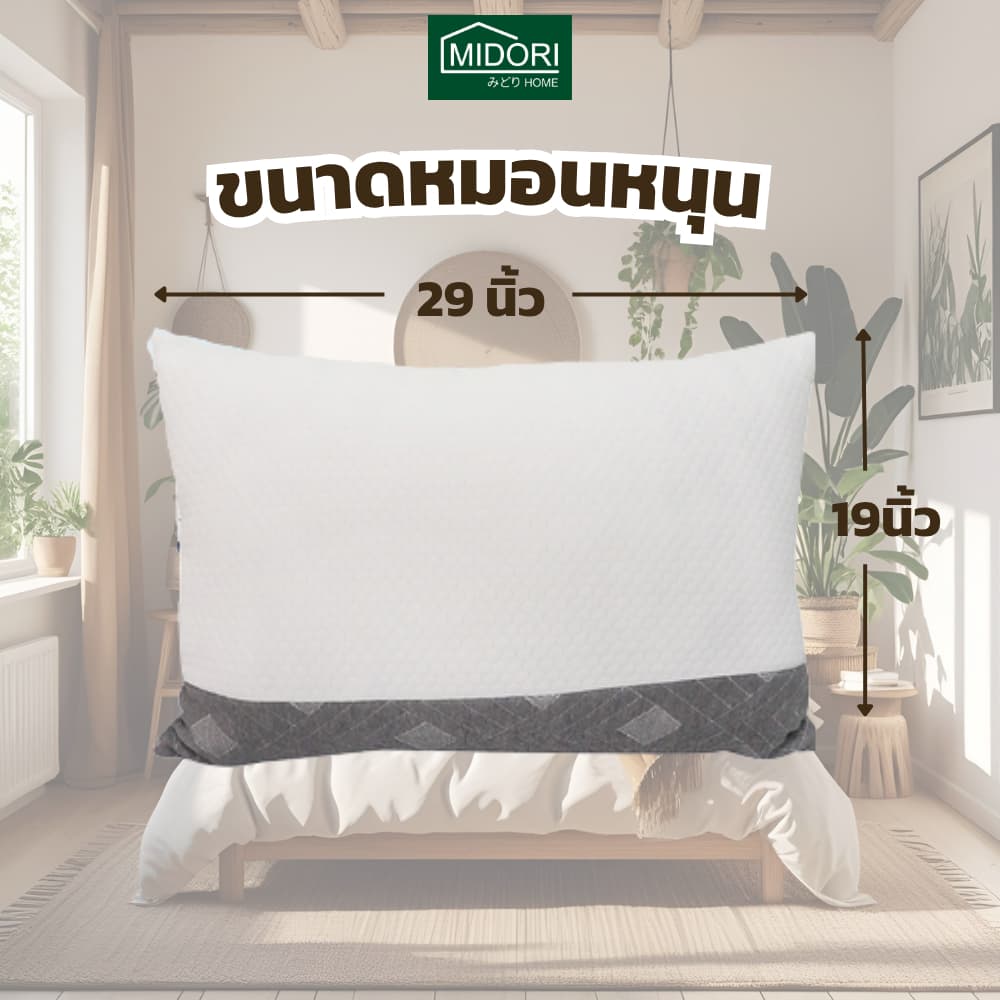 MIDORI Home หมอนสุขภาพผ้านุ่ม 19x29 นิ้ว รูปที่ 3