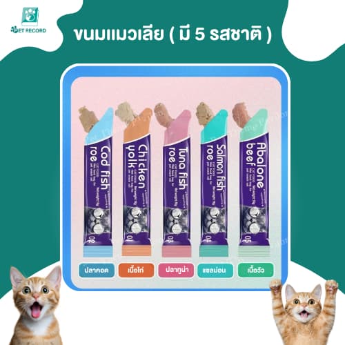 Pet Record ขนมแมวเลีย 16g อร่อยฟิน 5 รสชาติ เกรดพรีเมียม บำรุงขน ไม่เค็ม น้องแมวเลิฟเลย! รูปที่ 3