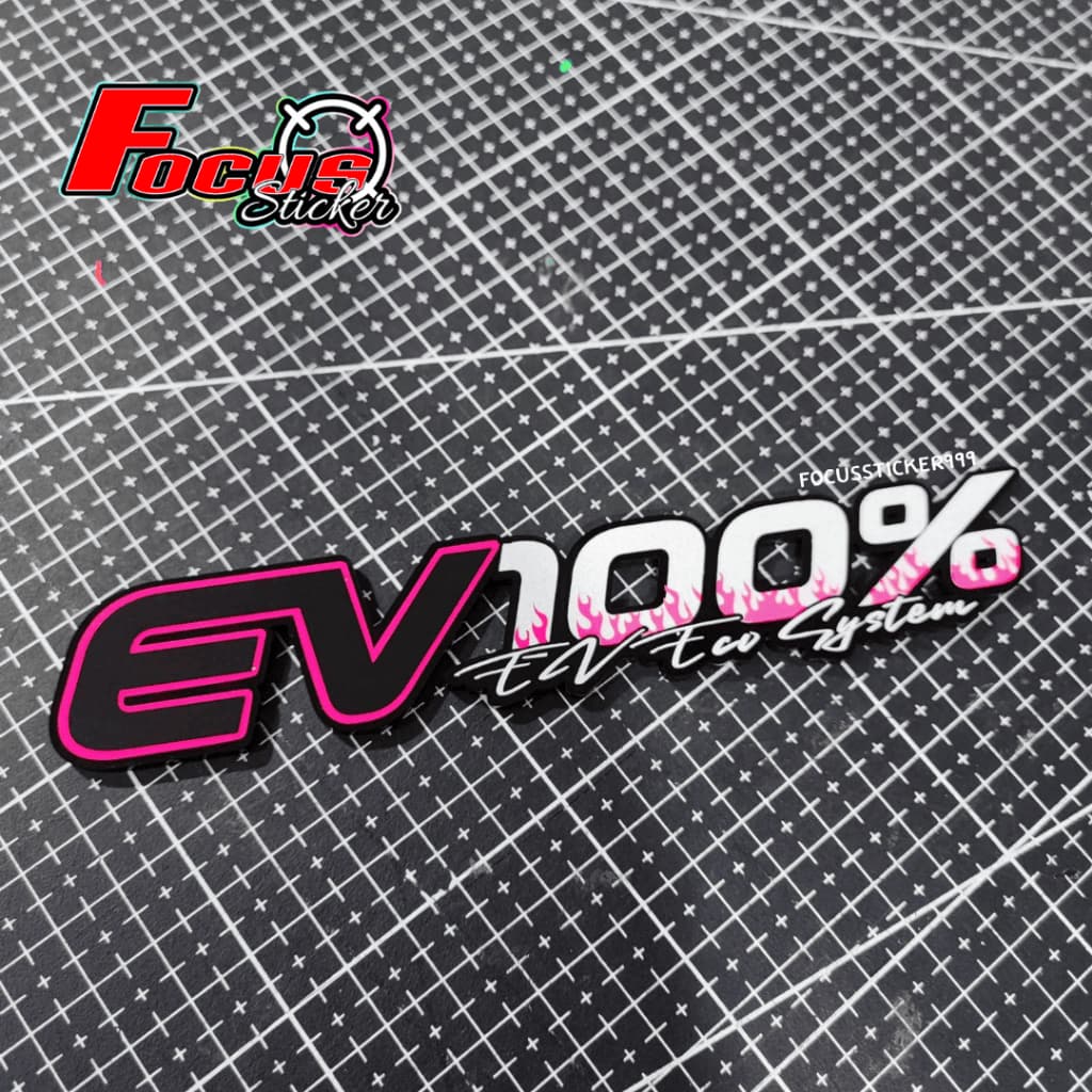 สติกเกอร์โลโก้ EV100% สำหรับติดรถจักรยานไฟฟ้า,จักรยานไฟฟ้าแม่บ้าน,สกู๊ตเตอร์ไฟฟ้า งานตัวนูน สั่งทำสีพิเศษได้ รูปที่ 4