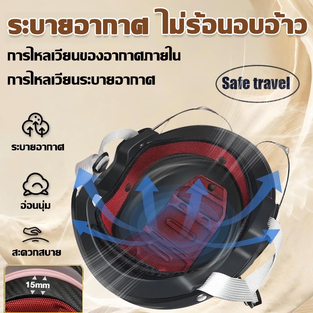 อัพเกรดปกป้องYOUBO หมวกกันน๊อค แถมเลนส์2แบบ ดีไซน์ช่องระบายอากาศ ทนตก แรงกดทับ หมวกกันน็อคครึ่งใบ helmet motorcycle รูปที่ 5