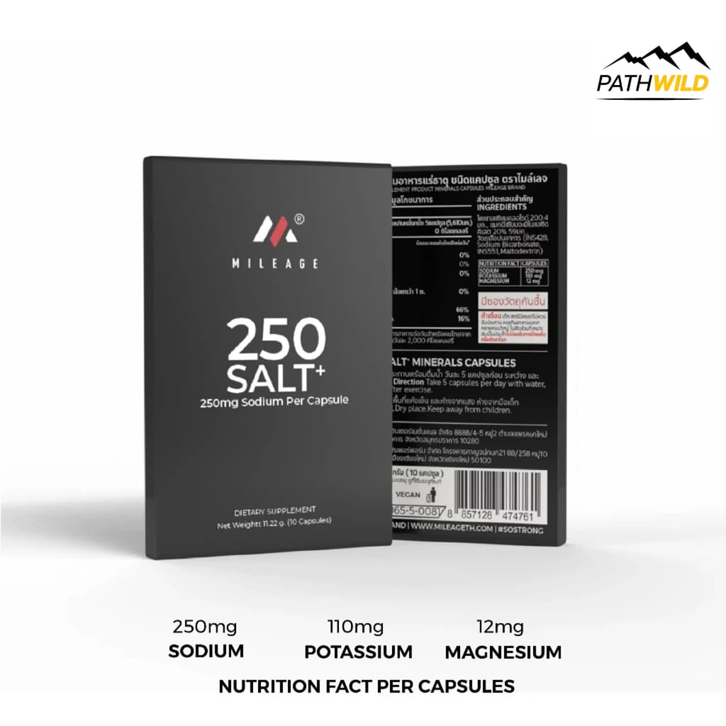 MILEAGE 250 SALT+ ELECTROLYTE CAPSULES เกลือแร่ชนิดเม็ด แบบแคปซูล สำหรับเล่นกีฬา ออกกำลัง เพื่อเติมเกลือแร่ รูปที่ 2