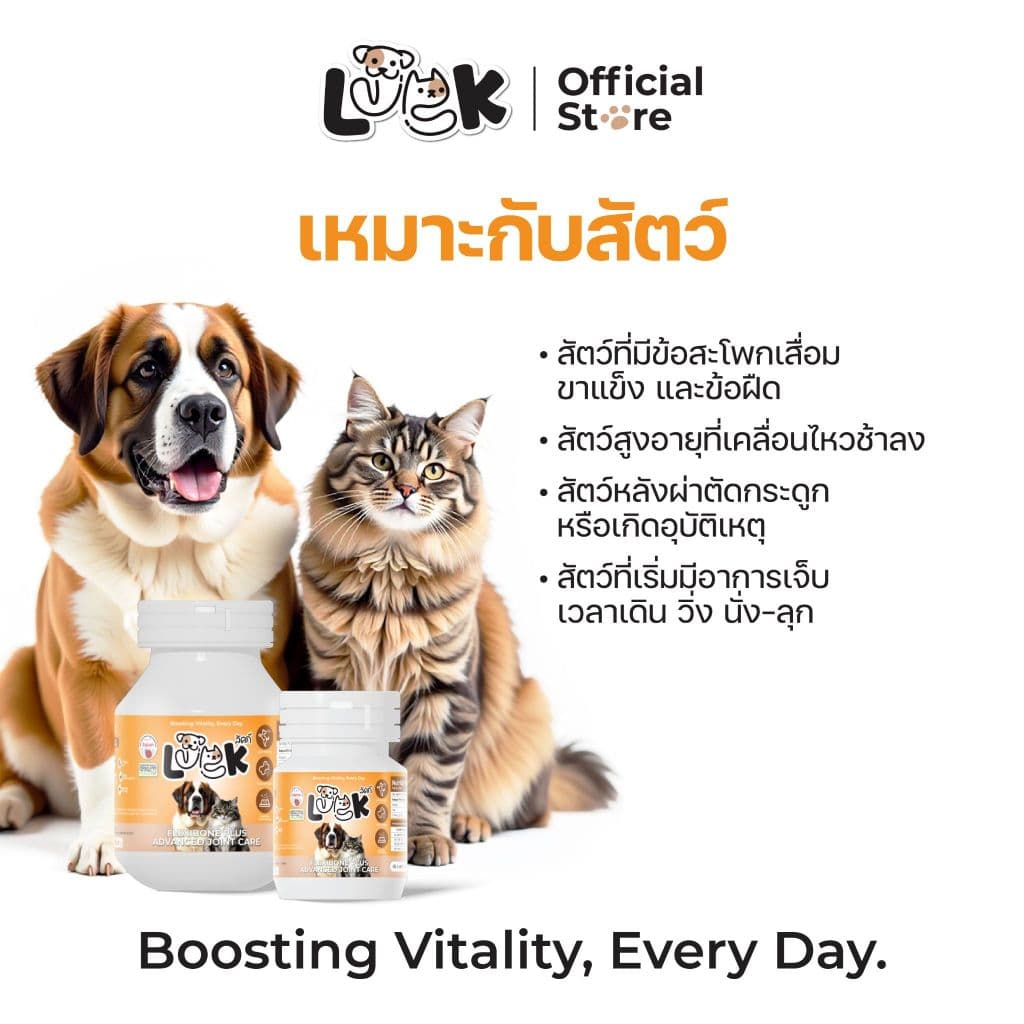 Luck ผงโรยเสริมอาหารสำหรับหมาแมว สุนัข 20 กรัม ช่วยเสริมสร้าง ข้อ กระดูก ข้อต่อ ฟัน ผิวหนัง กระดูกอ่อน รูปที่ 6