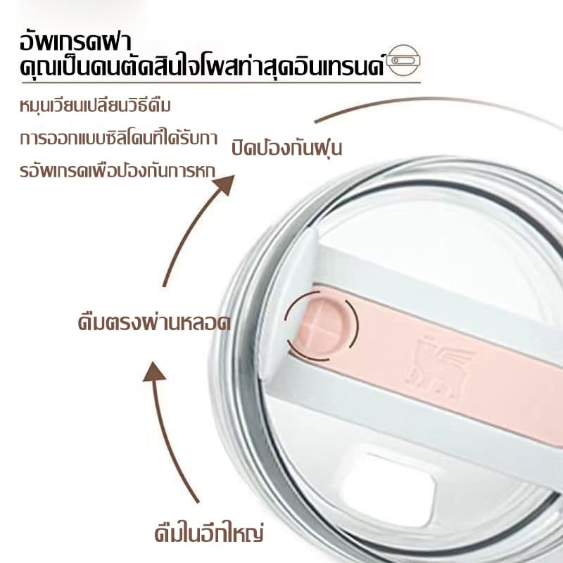ส่วนลด 50% แก้ว Thermos cup stanley แก้วเก็บความเย็น 40OZ ของแท้ ความจุขนาดใหญ่ เก็บความเย็นได้ดี แถมฟรีหลอด แก้วน้ำ รูปที่ 3