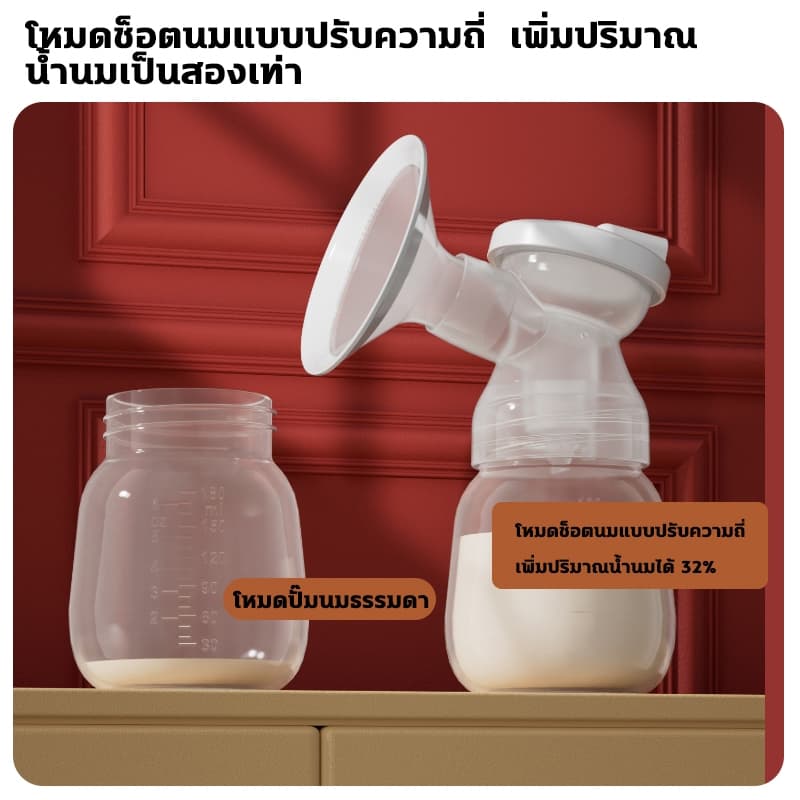 เครื่องปั๊มนมไฟฟ้าฟรี 2 ขวด4 โหมด 36 เกียร์ ปั๊มนมไฟฟ้าแบบอัตโนมัติคู่ ปั๊มนม ไร้กลิ่น Breast Pump รูปที่ 6