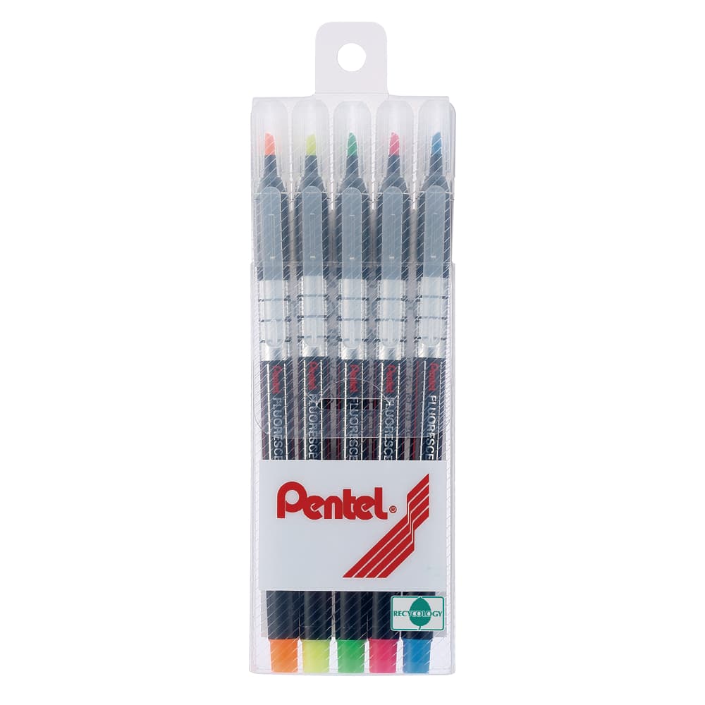 Pentel S512 ปากกาไฮไลท์ แบบหัวตัด แบบ บรรจุ 3 ด้าม และ บรรจุ 5 ด้าม ขนาดเส้น 1.0 มม - 3.5 มม รูปที่ 1