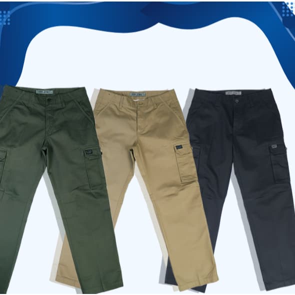 Cargo TEXTURECottonrayer Basic| กางเกงคาร์โก้ขายาว ทรงปกติ ผ้าเงาเคลือบเทคนิคพิเศษ รุ่น 5027 รูปที่ 1