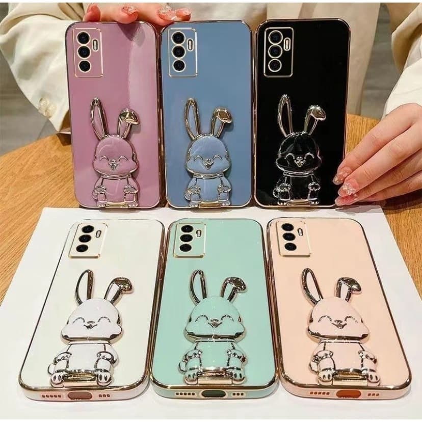 ตั้งได้ หมุนได้ เคส กระต่าย สำหรับ Samsung A17 A27 A57 A37 A16 A36 A56 S24FE S25FE A55 A25 A35 ลายการ์ตูน หรูหรา รูปที่ 8