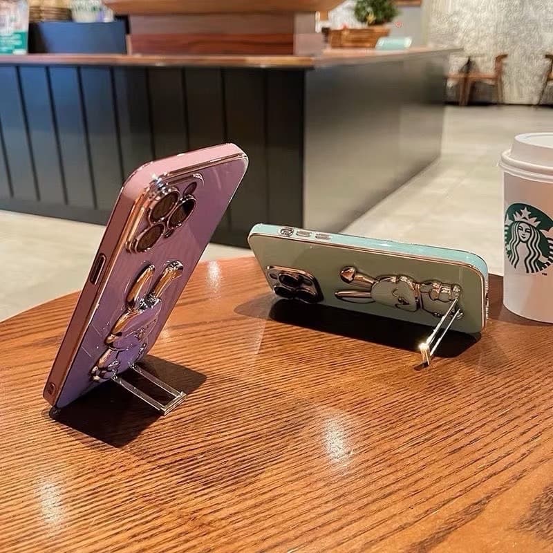ตั้งได้ หมุนได้ เคส กระต่าย สำหรับ Samsung A17 A27 A57 A37 A16 A36 A56 S24FE S25FE A55 A25 A35 ลายการ์ตูน หรูหรา รูปที่ 7