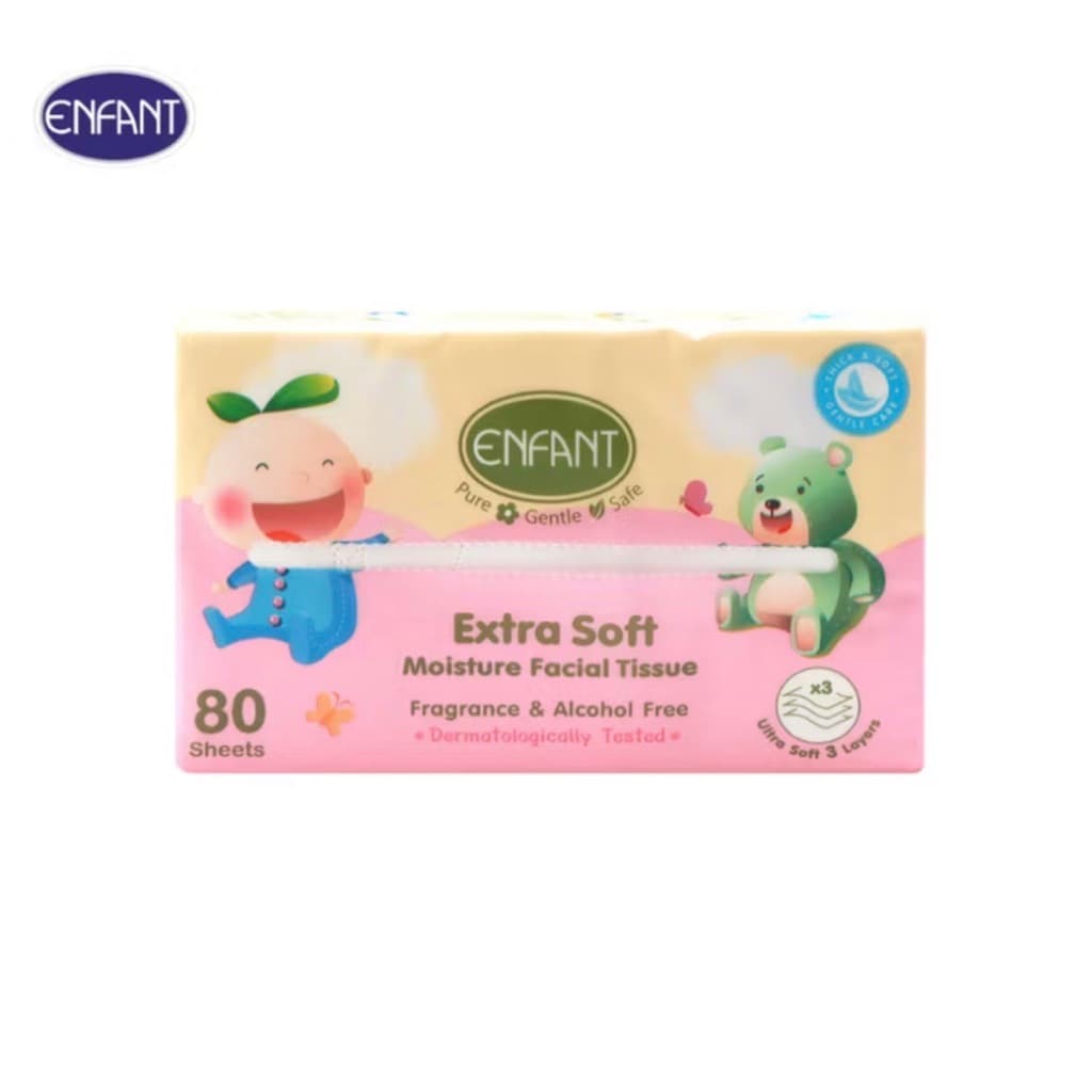 ENFANT Extra Soft Moisture Facial Tissue ทิชชู่ผสมมอยส์เจอร์ ชนิดนุ่มพิเศษ 1แพ็ค/3 ห่อ รูปที่ 4