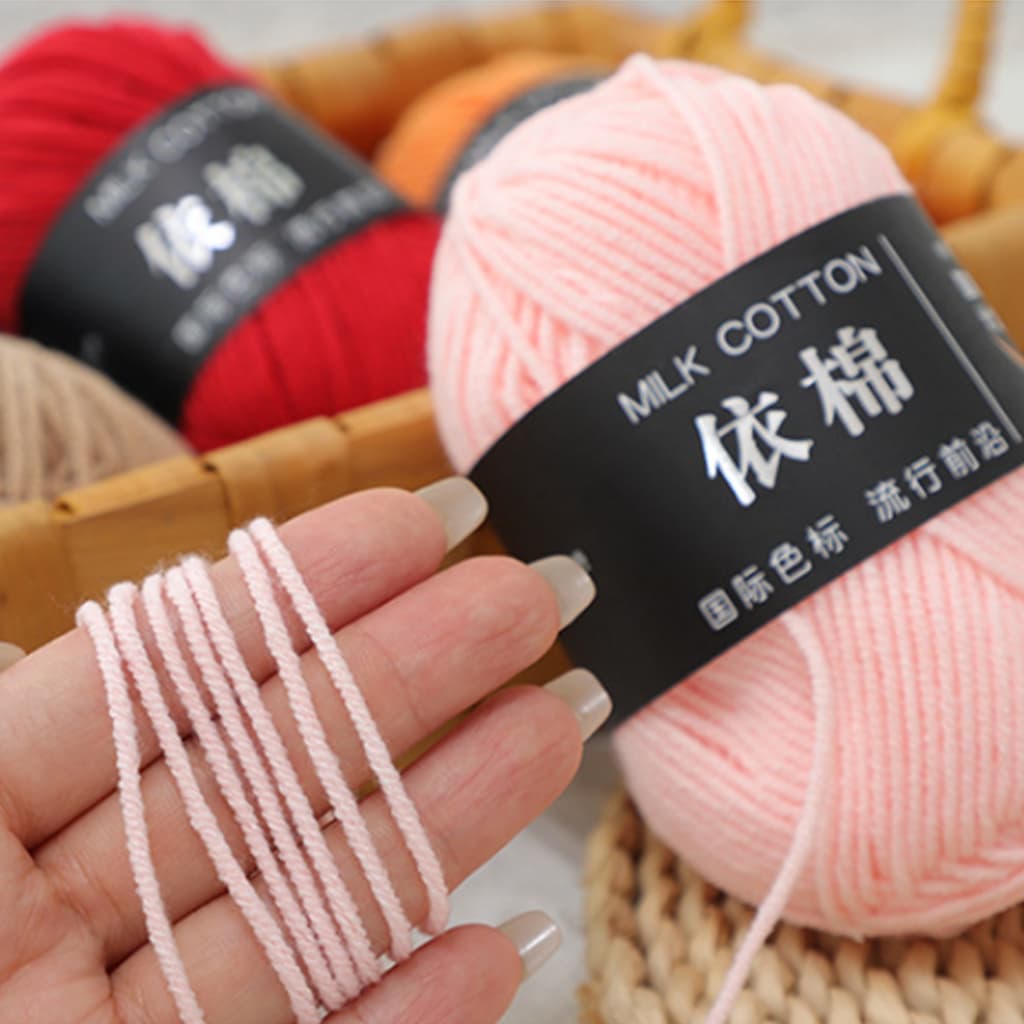 ไหมพรมคอตตอนนม 4ply น้ำหนัก50กรัม milk cotton yarn ไม่ระคายผิว จากไทย รูปที่ 5