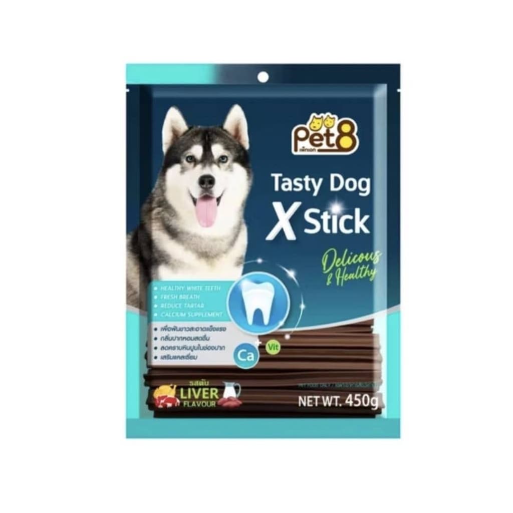ขนมแท่งขัดฟันสุนัขPet8 Tasty dog X Stickเทสตี้ ด็อก 450 กรัม.รวมรส รูปที่ 5