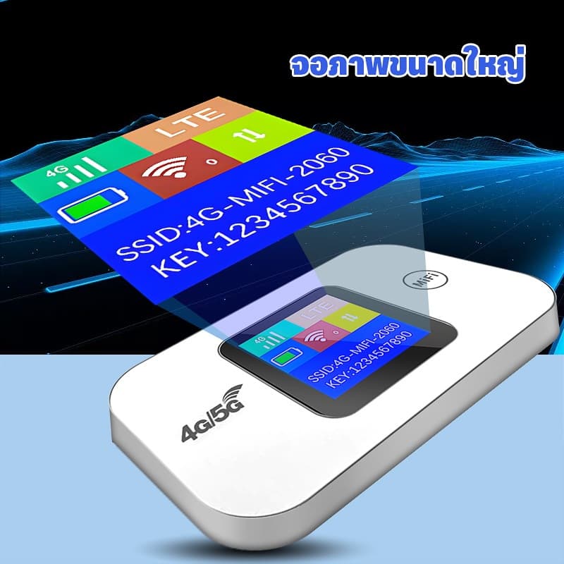 4G/5G Pocket WiFi 300Mbps เราเตอร์ไร้สาย LTE หน้าจอสีเต็มรูปแบบรองรับซิมทุกเครือข่าบรอดแบนด์มือถือ 3000mAh เสียบซิมการ์ด รูปที่ 2