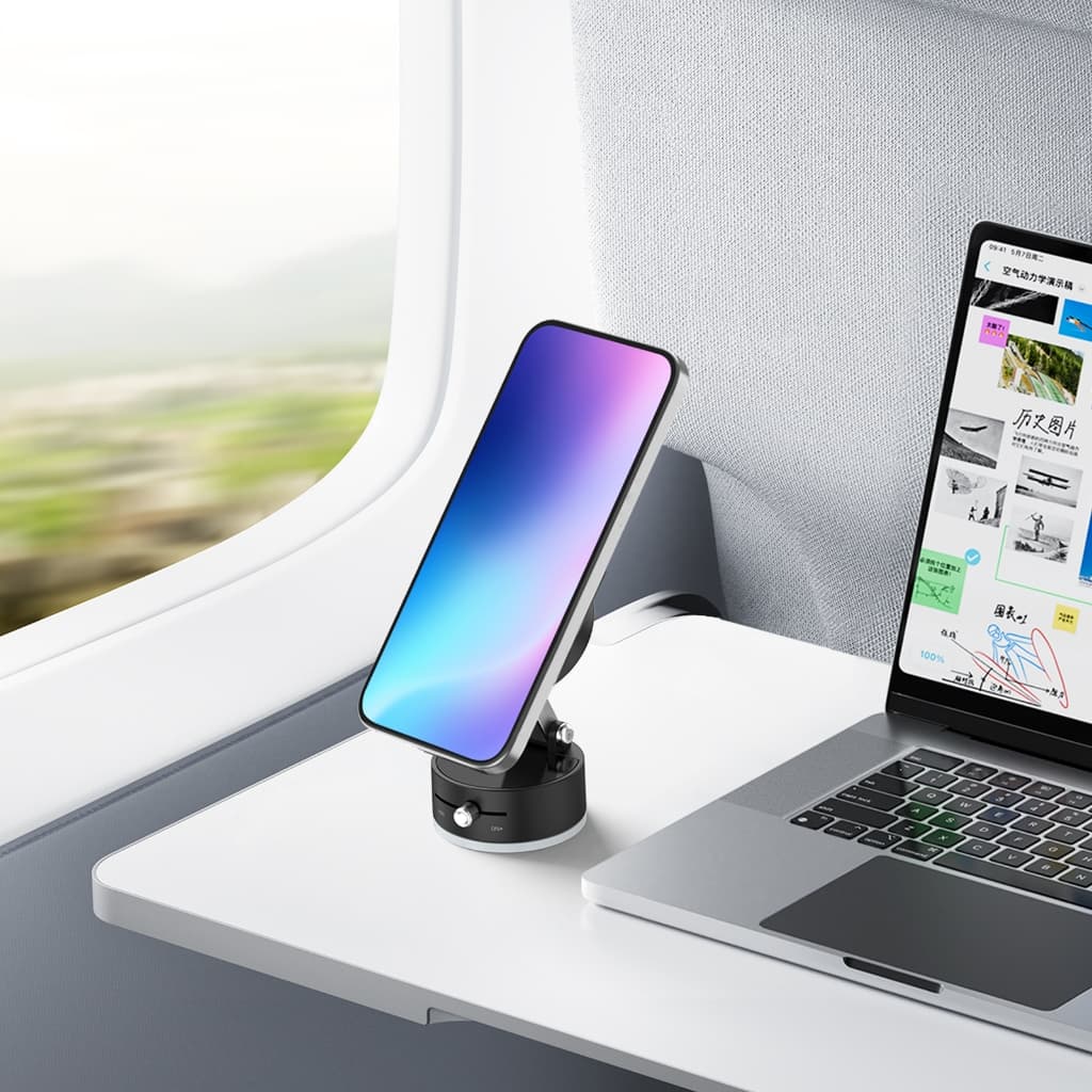 GOOJODOQ Foldable Phone Holder Two-way Switchable Installation Strong Magnetic and Vacuum Absorption No Trace รูปที่ 8