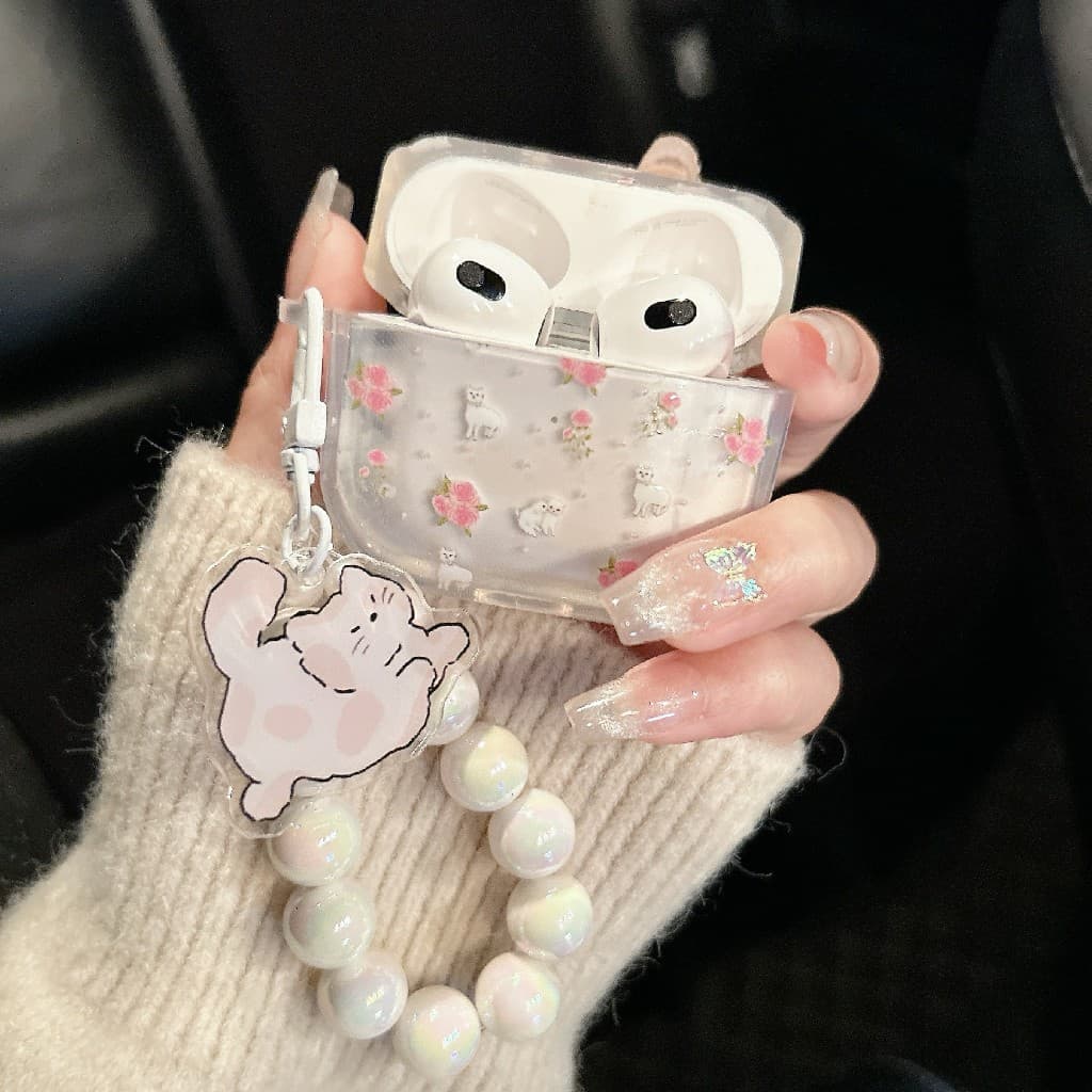 เคสหูฟังAirpods 4 ลาย เเมวดอกไม้ เคสสำหรับ Airpods 1/2 pro pro2 gen gen2 gen3 Airpods3 Airpods4 รูปที่ 7