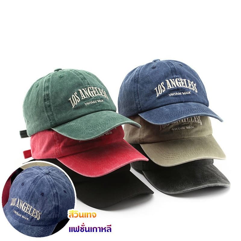 หมวกเบสบอล หมวกกีฬาสี แก๊ป ปัก Los Angeles สีซีด cap สไตล์วินเทจใ มีปีก ปรับขนาดได้ มี 6 สี COD รูปที่ 1