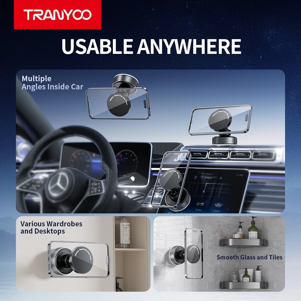 TRANYOO Z23 ขาตั้งโทรศัพท์มือถือในรถแบบแม่เหล็ก, ขาตั้งรถยนต์หลายฟังก์ชัน หมุนได้ 360 องศา ป้องกันการสั่นสะเทือน รูปที่ 6