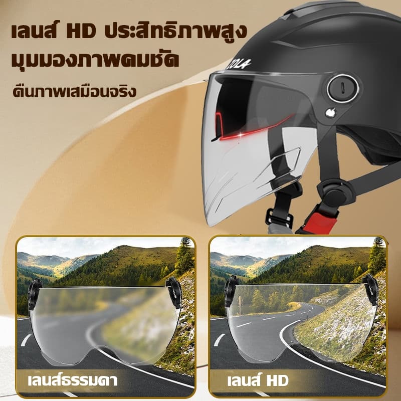 อัพเกรดปกป้องYOUBO หมวกกันน๊อค แถมเลนส์2แบบ ดีไซน์ช่องระบายอากาศ ทนตก แรงกดทับ หมวกกันน็อคครึ่งใบ helmet motorcycle รูปที่ 4