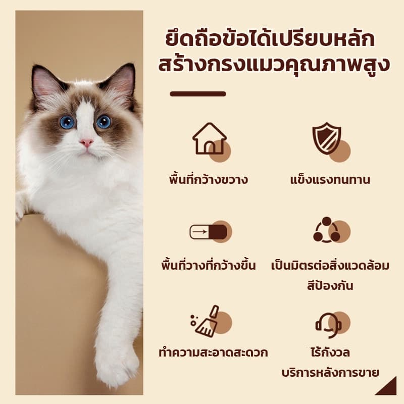 กรงแมว 2-4ชั้น กรงแมวขนาดใหญ่ คอนโดแมวกรงแมวคอนโด กรงสัตว์เลี้ยง มีล้อและบันได มีของขวัญฟรี รูปที่ 9