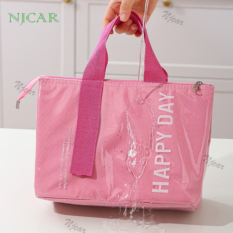 NJCAR1 BAG กระเป๋าเก็บอุณหภูมิ ใส่อาหารกลางวัน กล่องข้าว เก็บอาหาร กันน้ำPU ถุงใส่อาหาร มีหูหิ้ว รูปที่ 3