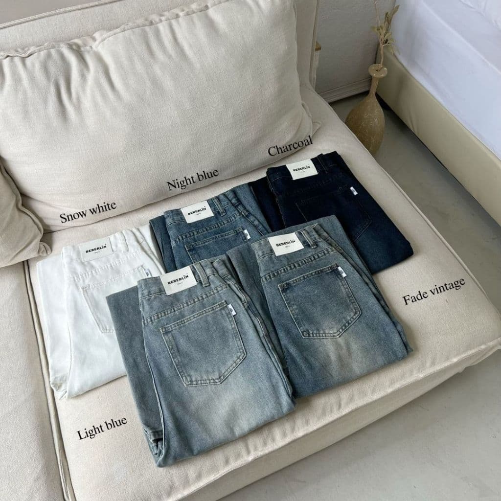 Beberlin กางเกงยีนส์ขากระบอกใหญ่ ดีเทลแต่งขาด รุ่น Harvey jeans / No : 1005 รูปที่ 4