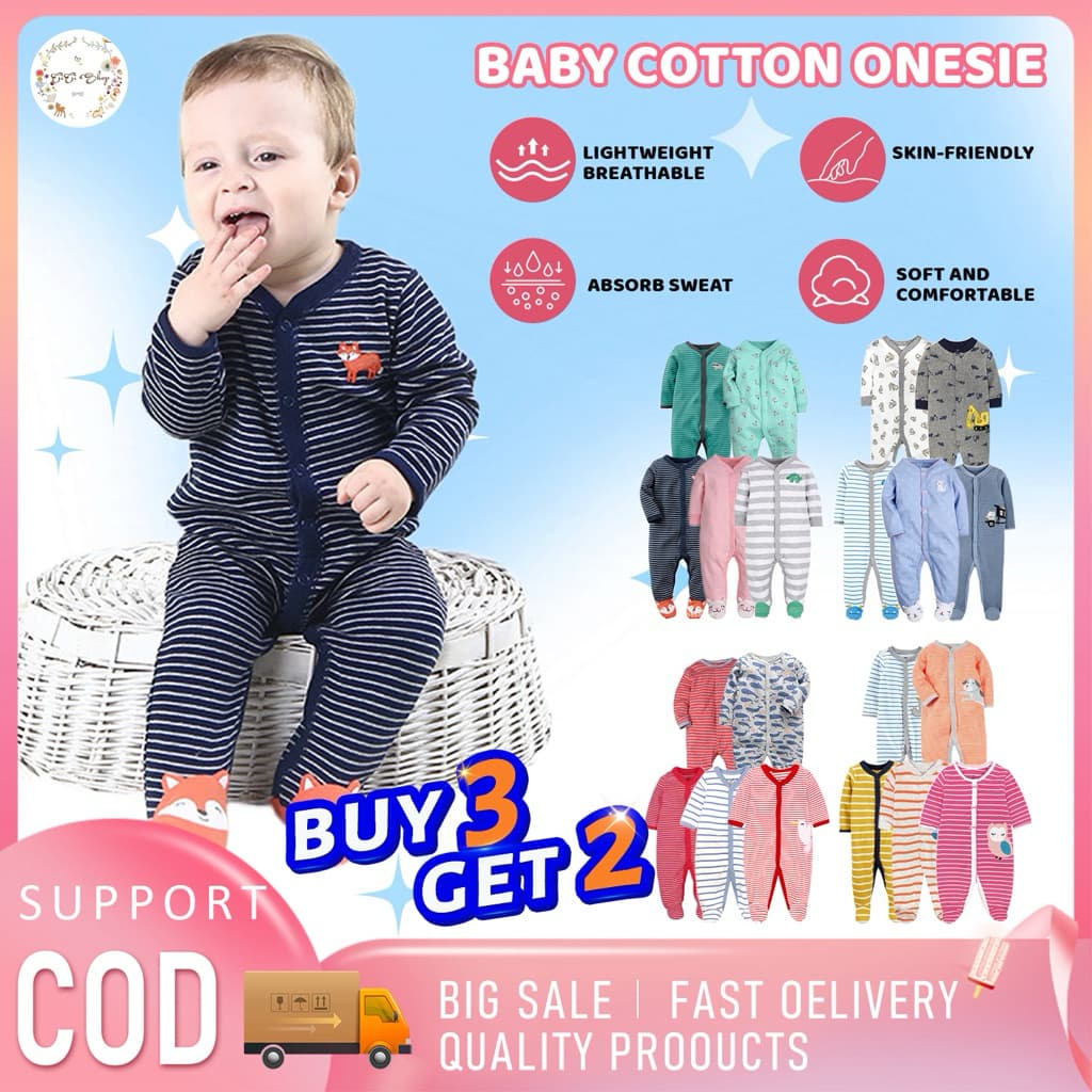 5 ชิ้น CICI baby ชุดนอนคลุมเท้า(0~เด็กน 3 เดือน~6 เดือน~9-18เดือน）คุณภาพสูง ให้ความอบอุ่น ชุดนอนเด็ก ชุดเด็ก