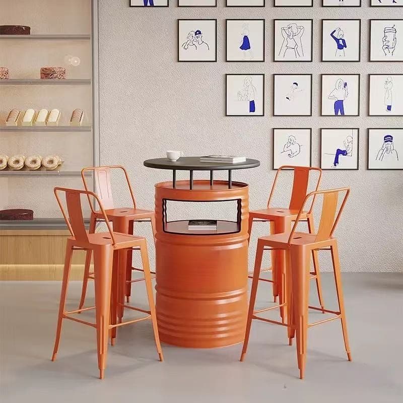 สี เก้าอี้บาร์ เก้าอี้เหล็ก วางซ้อนได้ มีพนักพิง ร้านอาหาร รับน้ำหนัก 400kg รูปที่ 5
