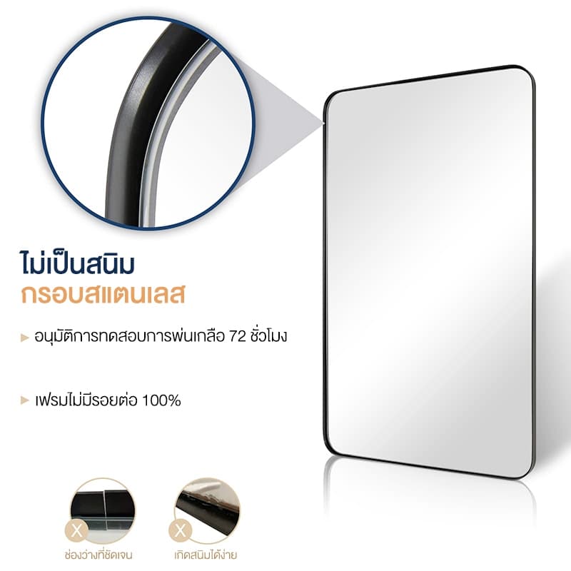 กระจกห้องน้ำ กระจก กระจกเงาติดผนัง ขนาด 40/50/60 ซม กระจกสี่เหลี่ยม กระจกติดผนัง กระจกแต่งหน้า รูปที่ 6