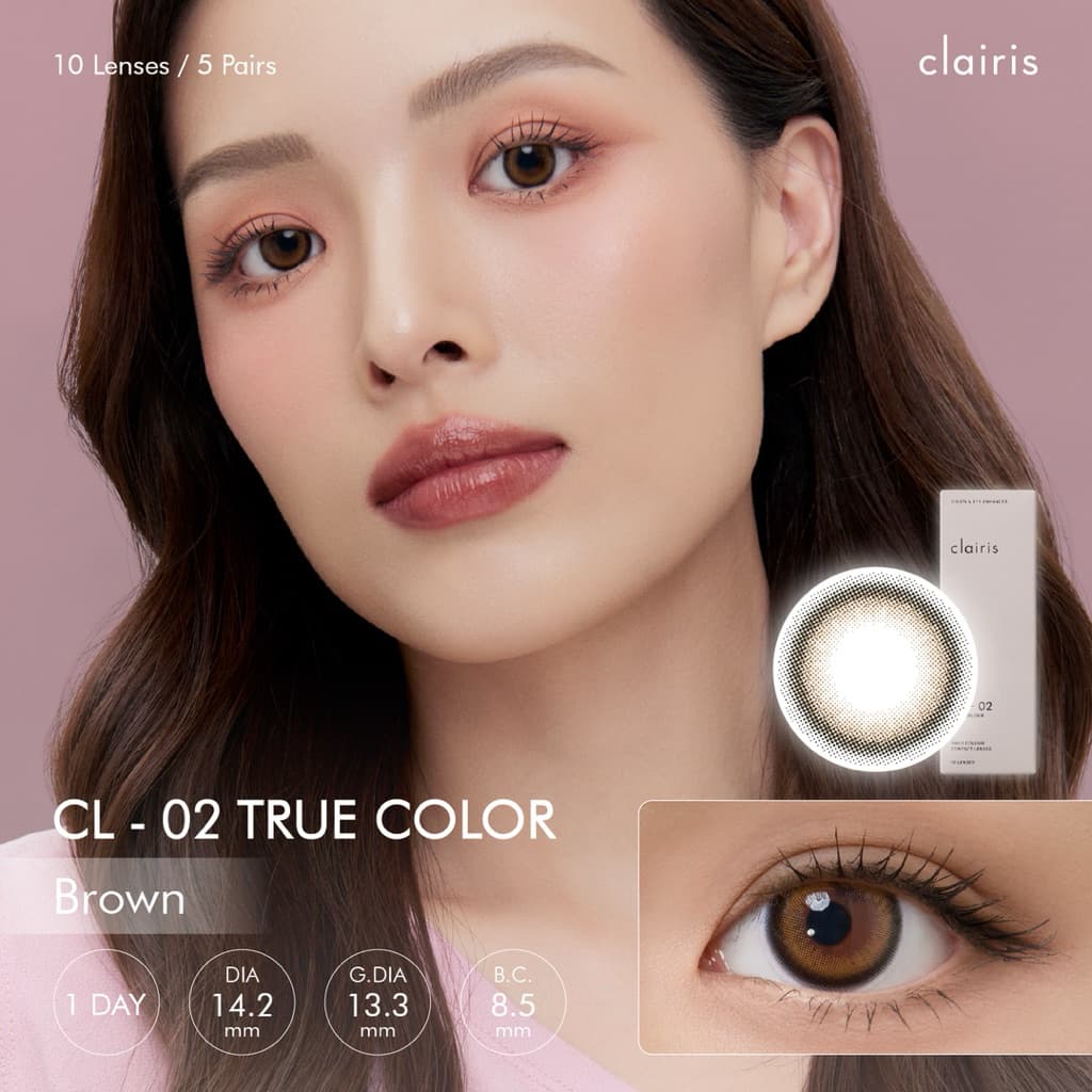 Clairis 1Day: สี True Brown รุ่น CL-02 TRUE COLOR คอนแทคเลนส์รายวัน คลาร์ไอริส รูปที่ 1