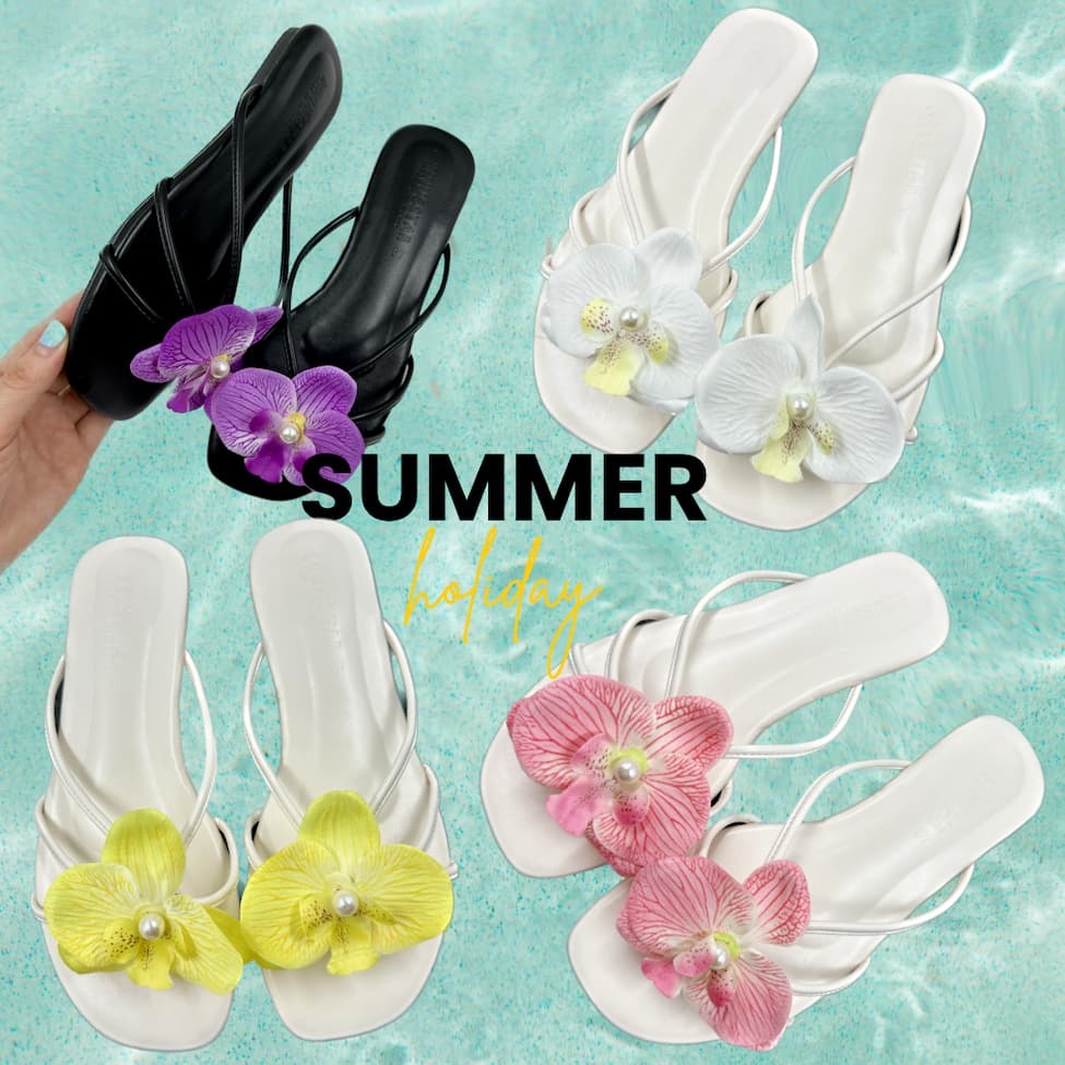 SUMMERรองเท้าแตะหนีบสวมหนังนิ่มงานแฮนเม้ดคนไทย รองเท้าแตะดอกไม้ รองเท้าแตะดอกกล้วยไม้ รองรับส่งด่วน เก็บเงินปลายทาง รูปที่ 2