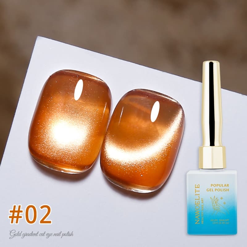 Nawoelite สีเล็บเจล สีทาเล็บเจล ยาทาเล็บเจล แมวตาแบบทอง สีเล็บเจลแมวตา 3 สี ทองแวววาว ทาเล็บเจลเงาวับ 15ml เจลสีทอง รูปที่ 3