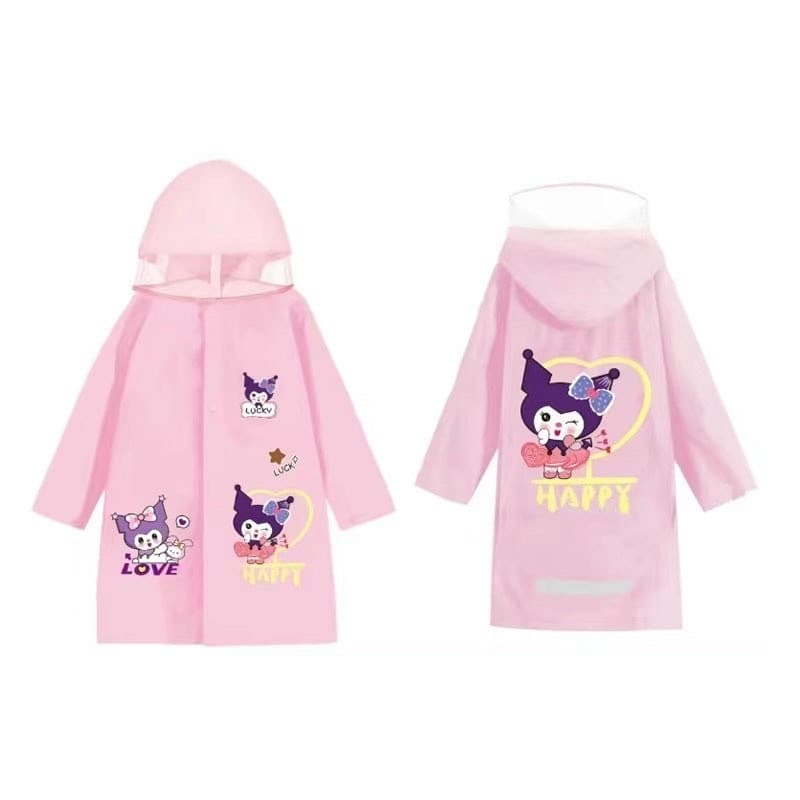 เสื้อกันฝน Kuromi แบบหนา ทนทาน สําหรับเด็ก เหมาะกับนักเรียนประถม L179 รูปที่ 8