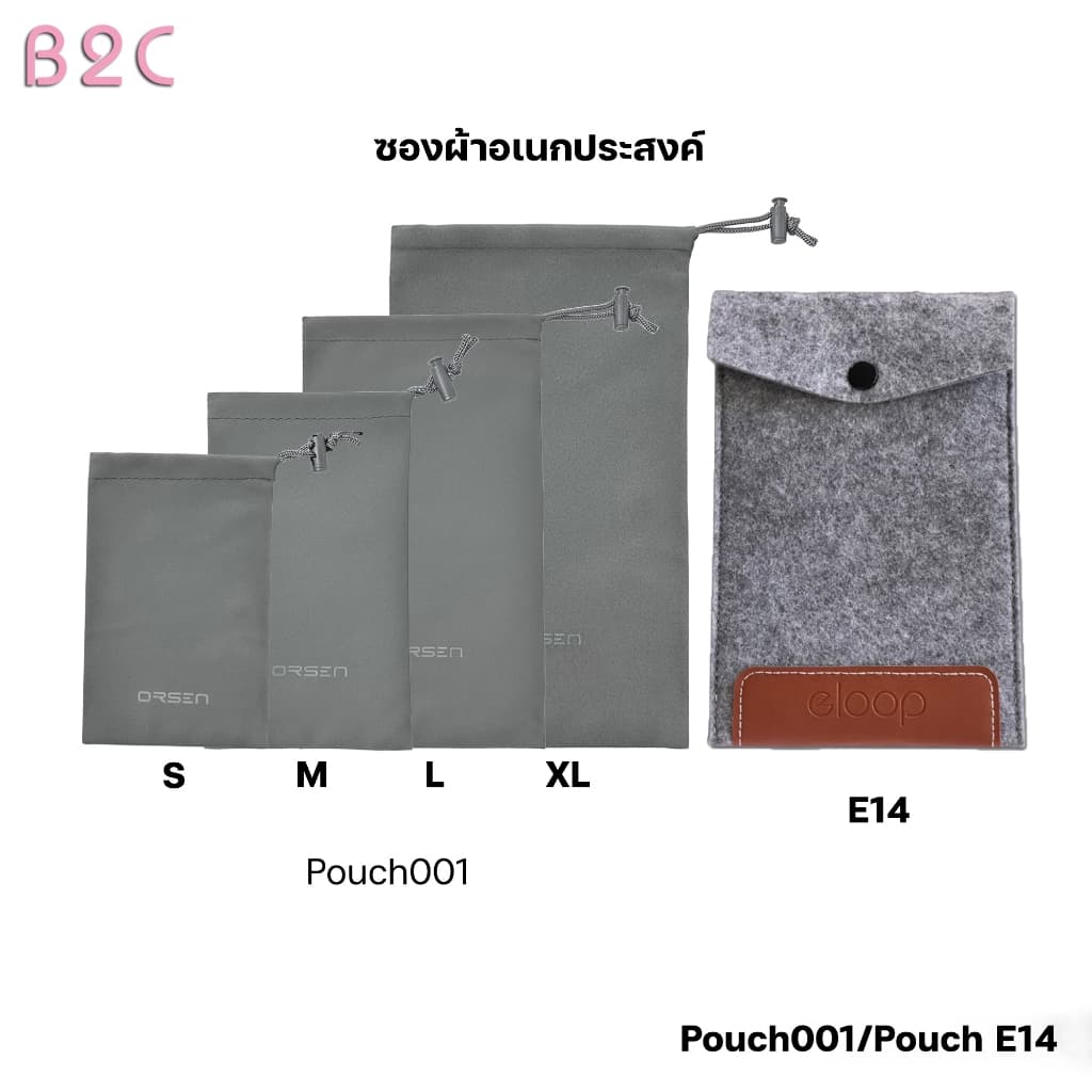 Orsen By Eloop กระเป๋า Pouch BAG E14 ซองกำมพหยี่ เก็บพาเวอร์แบงค์ เล็กกระทัดรัด สินค้า รูปที่ 1