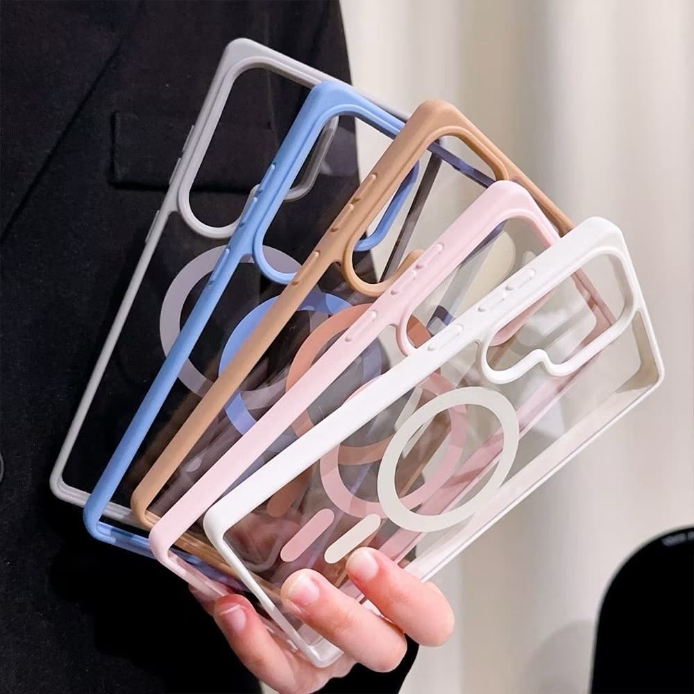 Magnetic เคส For Samsung A07 A17 A37 A57 A55 5G A56 A06 A36 A26 A16 A15 A54 A25 A35 S25 S26 Ultra S24 FE เคสใสกันกระแทก รูปที่ 3