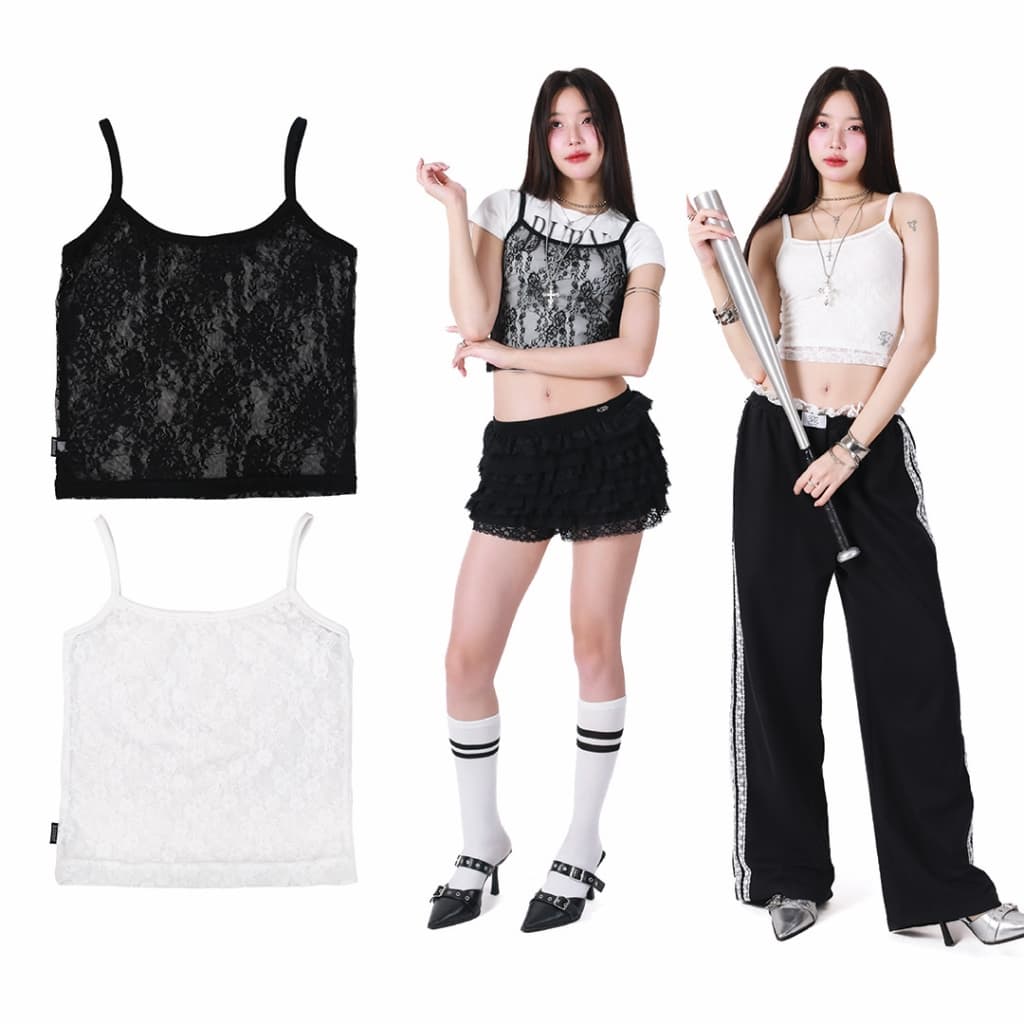 kome.offi เสื้อสายเดี่ยวลูกไม้ รุ่น lacy tank top รูปที่ 1