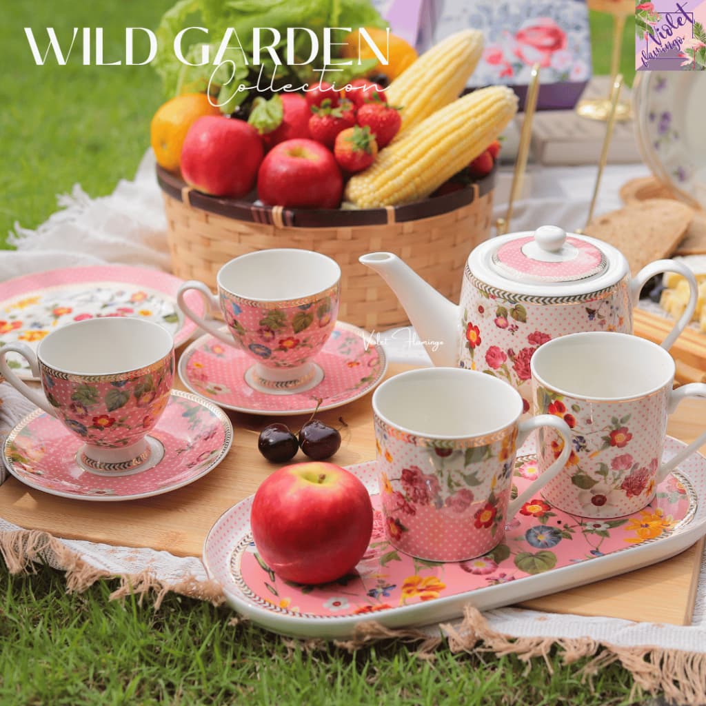 Violet Flamingo - Wild Garden Collection – กาน้ำชา แก้วชาพร้อมจานรอง แก้วมัคพร้อมกล่องของขวัญลายดอกไม้แสนหวาน รูปที่ 3